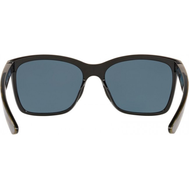 Costa Anaa Sunglasses Shiny Olive Tort On Black Frame Grey Lens