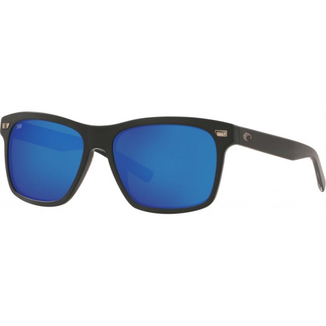 Costa Aransas Sunglasses Matte Black Frame Blue Lens