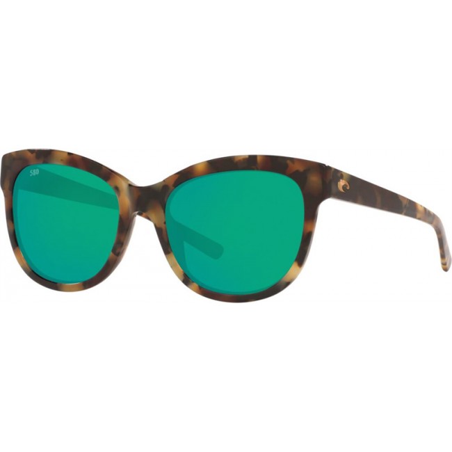 Costa Bimini Sunglasses Shiny Vintage Tortoise Frame Green Lens