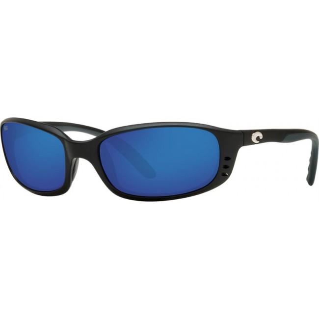Costa Brine Sunglasses Matte Black Frame Blue Lens