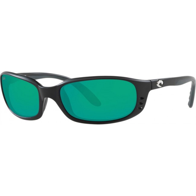 Costa Brine Sunglasses Matte Black Frame Green Lens