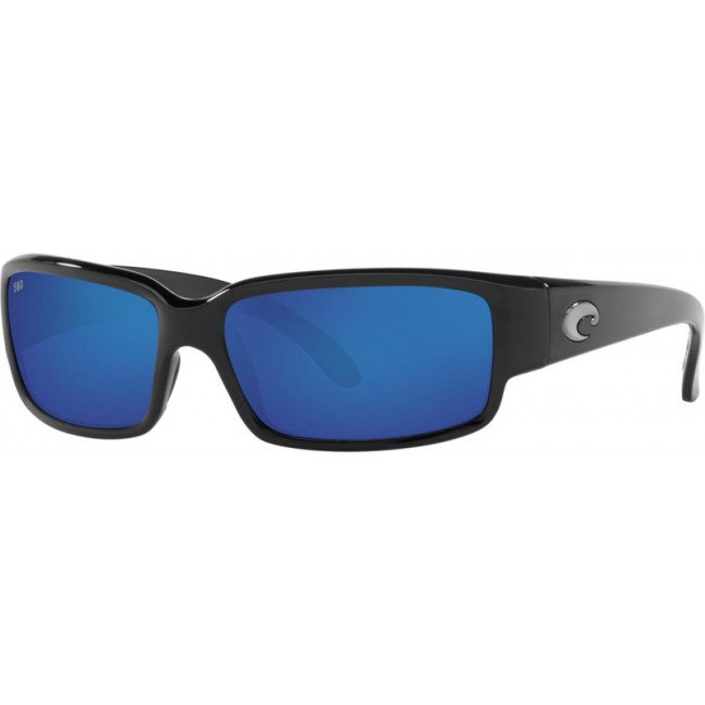 Costa Caballito Sunglasses Shiny Black Frame Blue Lens