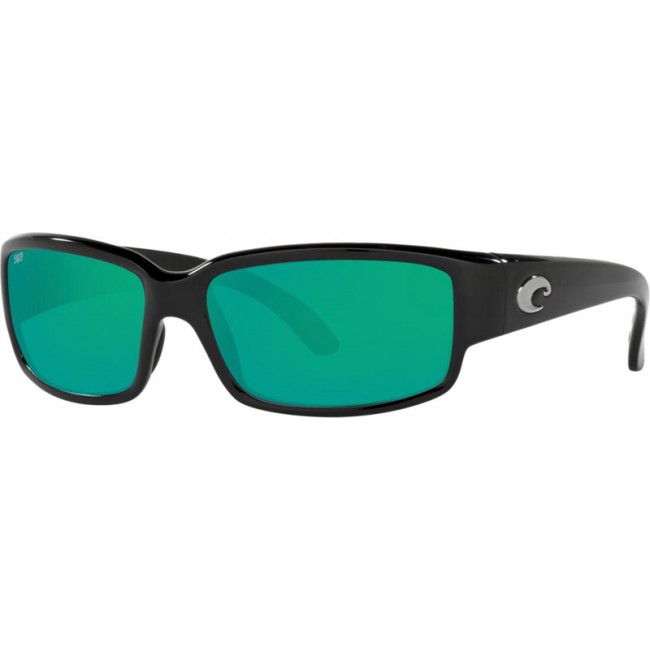 Costa Caballito Sunglasses Shiny Black Frame Green Lens