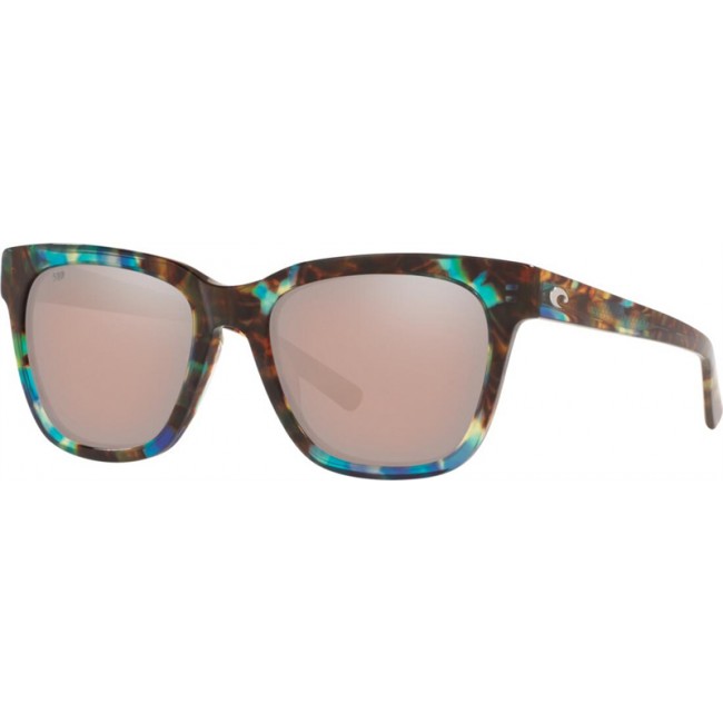 Costa Coquina Sunglasses Shiny Ocean Tortoise Frame Copper Silver Lens