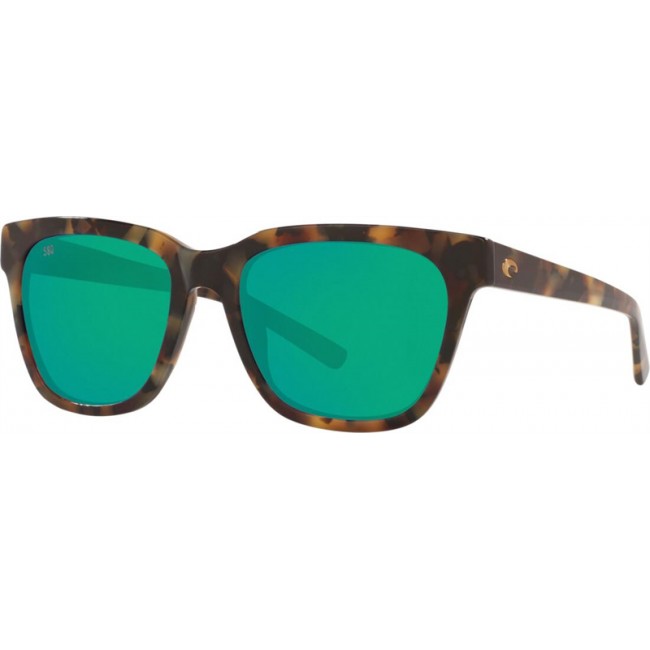 Costa Coquina Sunglasses Shiny Vintage Tortoise Frame Green Lens