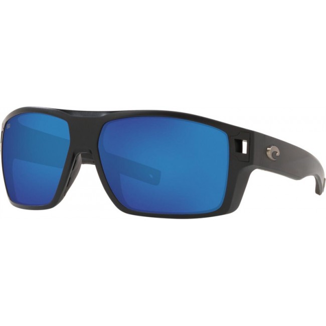 Costa Diego Sunglasses Matte Black Frame Blue Lens