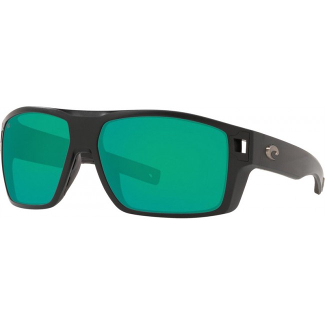 Costa Diego Sunglasses Matte Black Frame Green Lens