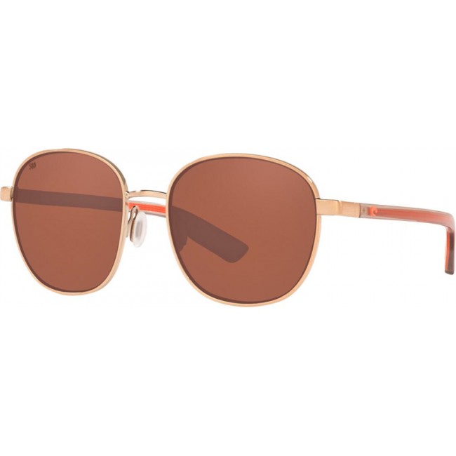 Costa Egret Sunglasses Brushed Rose Gold Frame Copper Lens