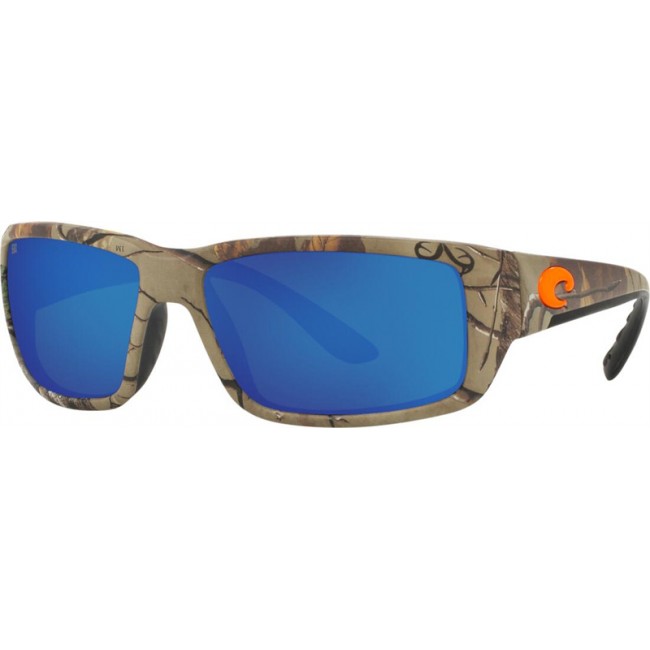 Costa Fantail Sunglasses Realtree Xtra Camo Orange Logo Frame Blue Lens