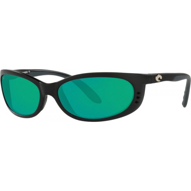 Costa Fathom Sunglasses Matte Black Frame Green Lens