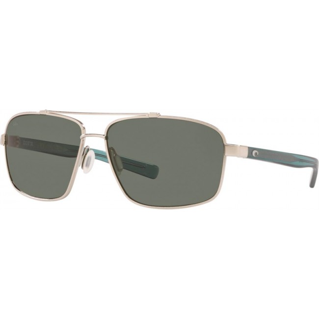 Costa Flagler Sunglasses Brushed Silver Frame Grey Lens