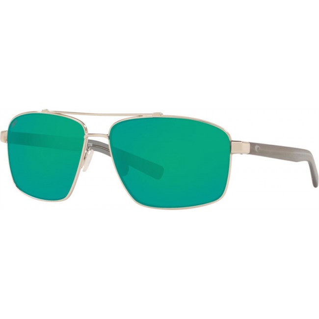 Costa Flagler Sunglasses Silver Frame Green Lens