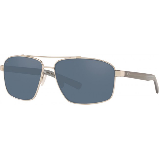 Costa Flagler Sunglasses Silver Frame Grey Lens