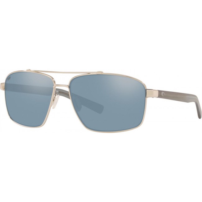 Costa Flagler Sunglasses Silver Frame Grey Silver Lens