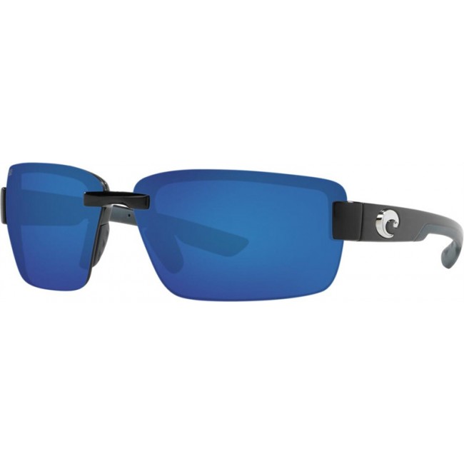 Costa Galveston Sunglasses Shiny Black Frame Blue Lens
