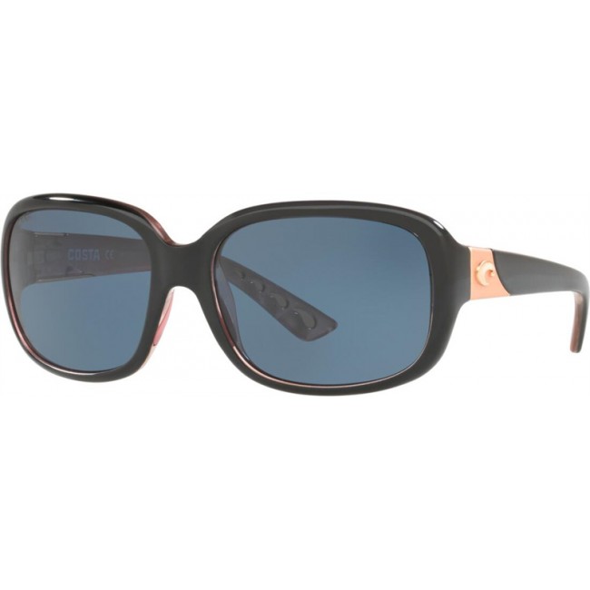 Costa Gannet Sunglasses Shiny Black/Hibiscus Frame Grey Lens
