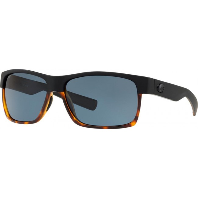 Costa Half Moon Sunglasses Black/Shiny Tort Frame Grey Lens
