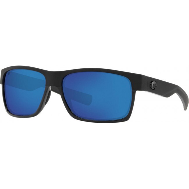 Costa Half Moon Sunglasses Shiny Black Frame Blue Lens