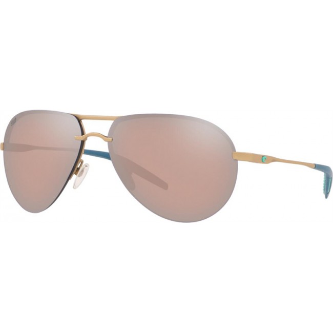 Costa Helo Sunglasses Matte Champagne Frame Copper Silver Lens