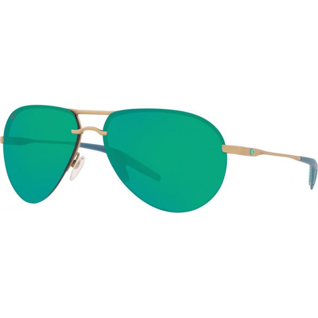 Costa Helo Sunglasses Matte Champagne Frame Green Lens