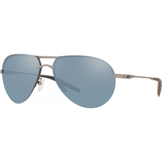Costa Helo Sunglasses Matte Silver Frame Grey Silver Lens
