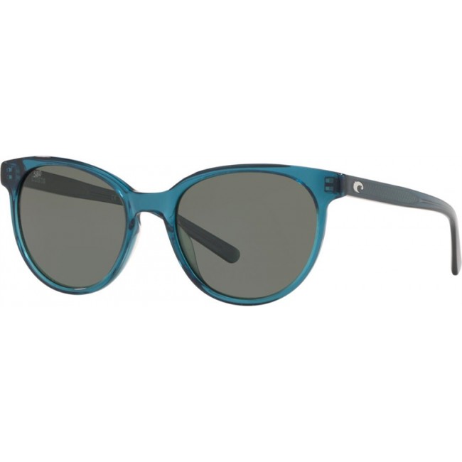 Costa Isla Sunglasses Shiny Deep Teal Crystal Frame Grey Lens