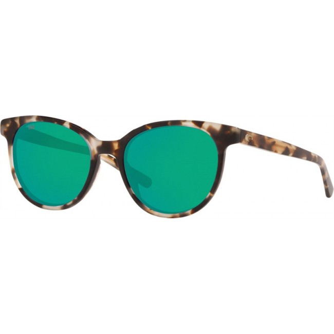Costa Isla Sunglasses Shiny Tiger Cowrie Frame Green Lens