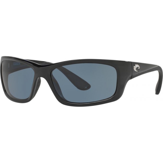 Costa Jose Sunglasses Shiny Black Frame Grey Lens