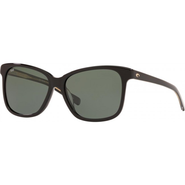 Costa May Sunglasses Shiny Black Frame Grey Lens
