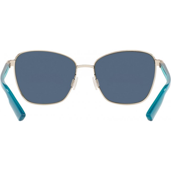Costa Paloma Sunglasses Brushed Silver Frame Blue Lens