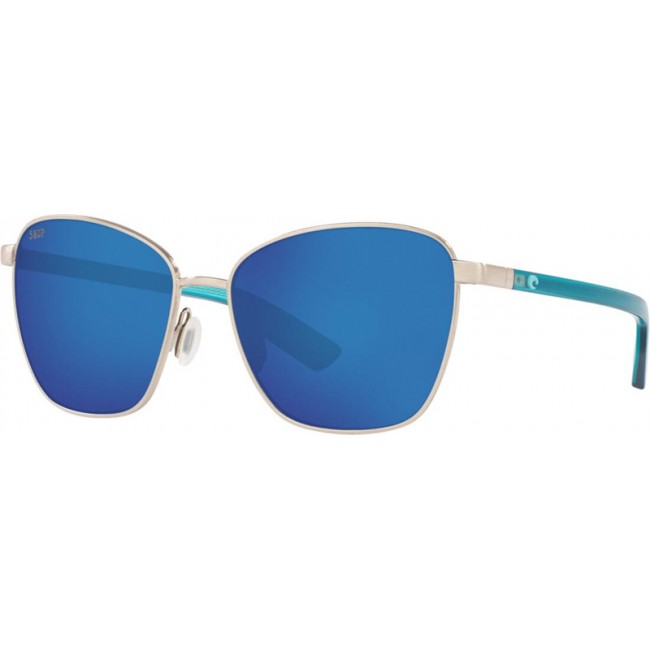 Costa Paloma Sunglasses Brushed Silver Frame Blue Lens