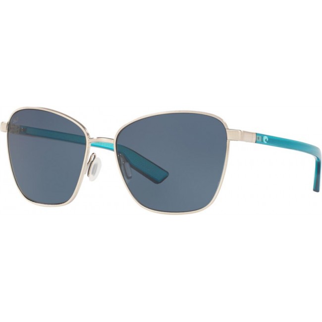 Costa Paloma Sunglasses Brushed Silver Frame Grey Lens