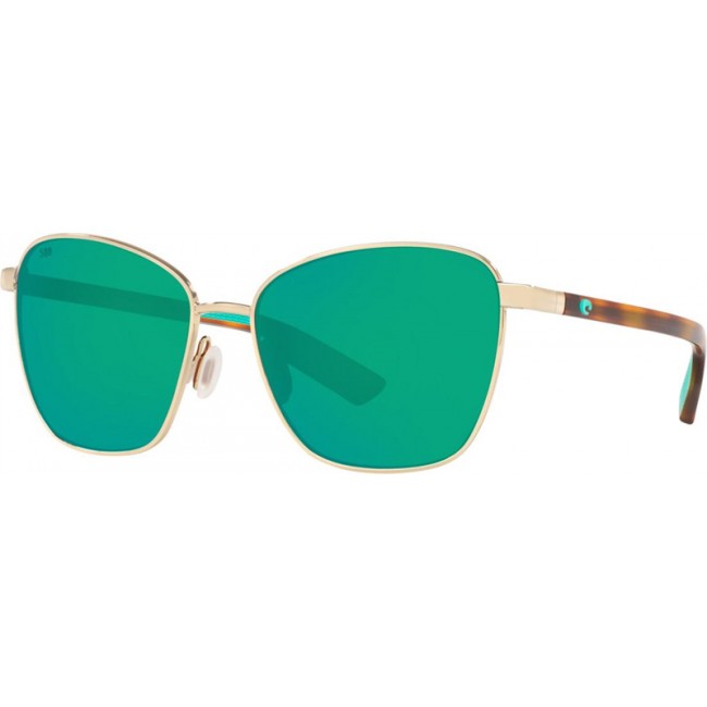 Costa Paloma Sunglasses Shiny Gold Frame Green Lens