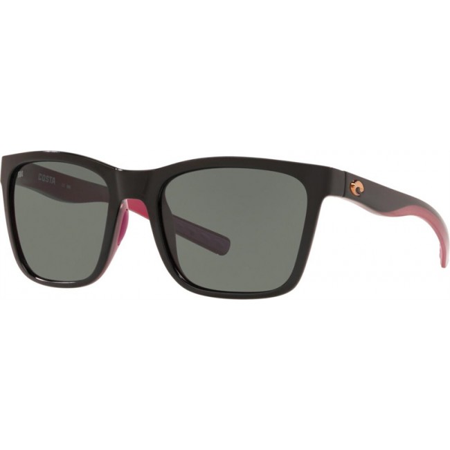Costa Panga Sunglasses Shiny Black/Crystal/Fuchsia Frame Grey Lens