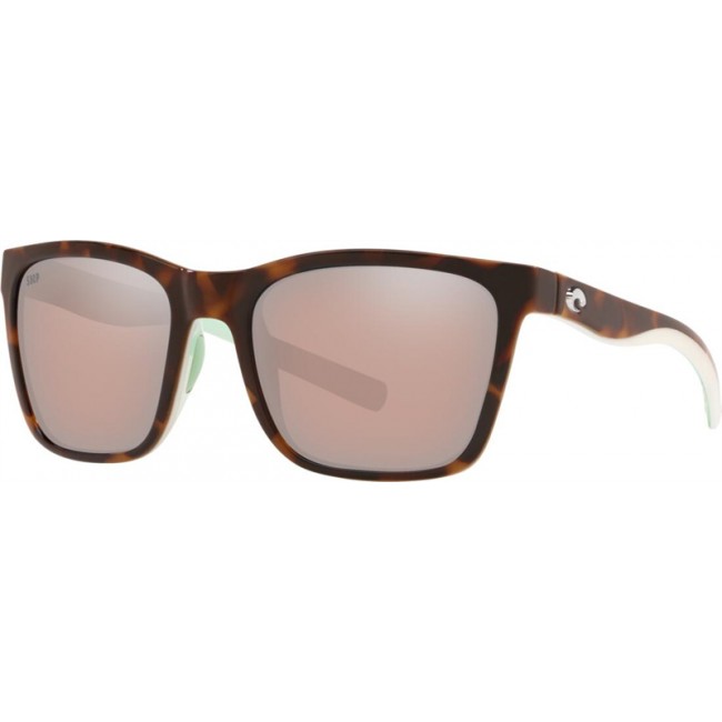Costa Panga Sunglasses Shiny Tortoise/White/Seafoam Crystal Frame Copper Silver Lens