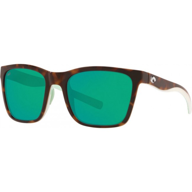 Costa Panga Sunglasses Shiny Tortoise/White/Seafoam Crystal Frame Green Lens