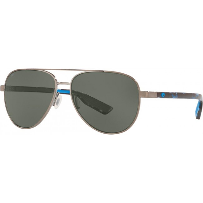 Costa Peli Sunglasses Brushed Gunmetal Frame Grey Lens