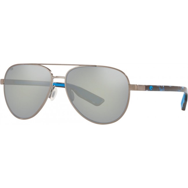 Costa Peli Sunglasses Brushed Gunmetal Frame Grey Silver Lens