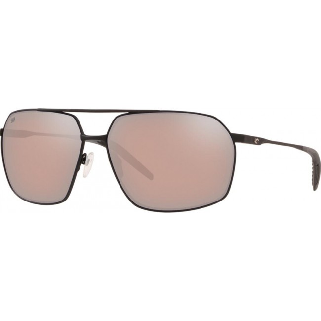 Costa Pilothouse Sunglasses Matte Black Frame Copper Silver Lens