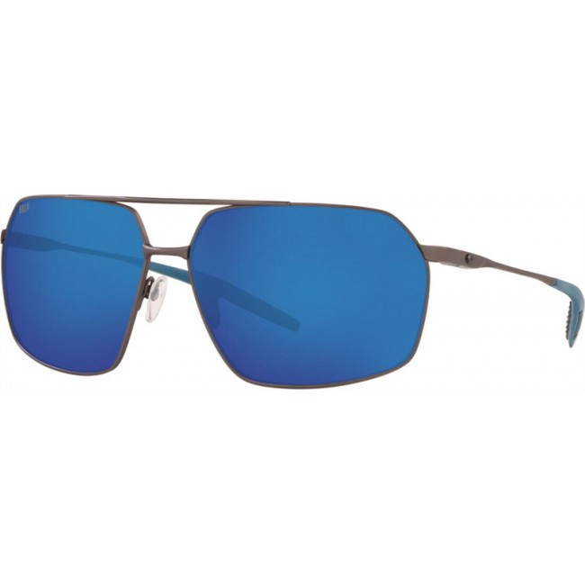 Costa Pilothouse Sunglasses Matte Dark Gunmetal Frame Blue Lens