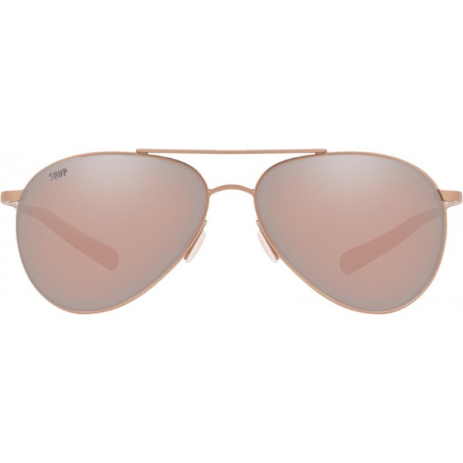 Costa Piper Sunglasses Satin Rose Gold Frame Copper Silver Lens