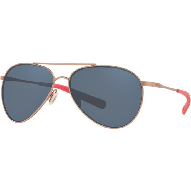 Costa Piper Sunglasses Satin Rose Gold Frame Grey Lens