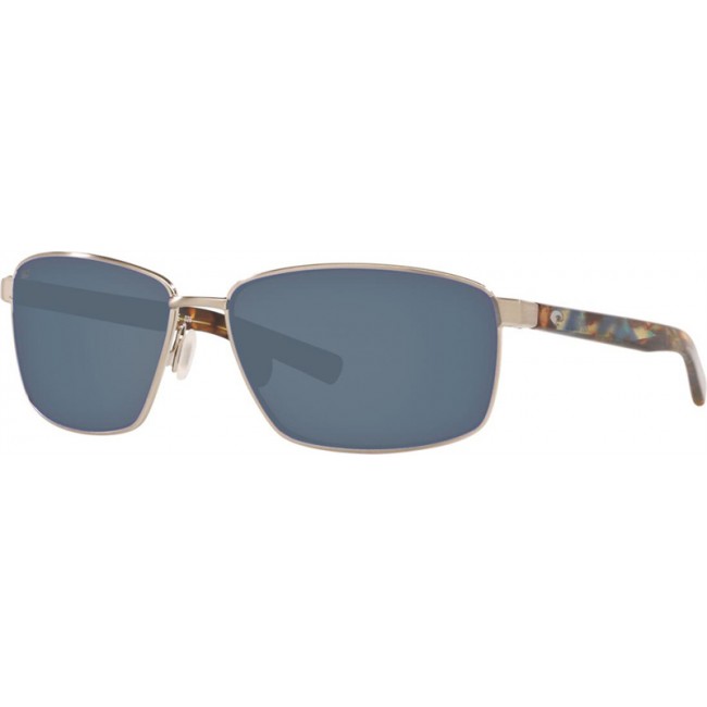 Costa Ponce Sunglasses Brushed Silver Frame Grey Lens