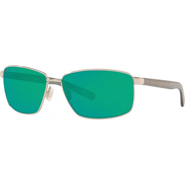 Costa Ponce Sunglasses Silver Frame Green Lens