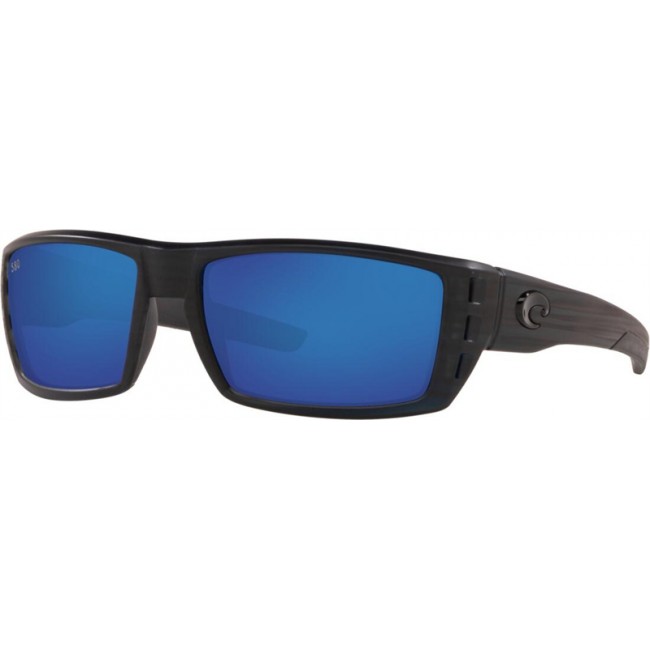 Costa Rafael Sunglasses Matte Black Teak Frame Blue Lens