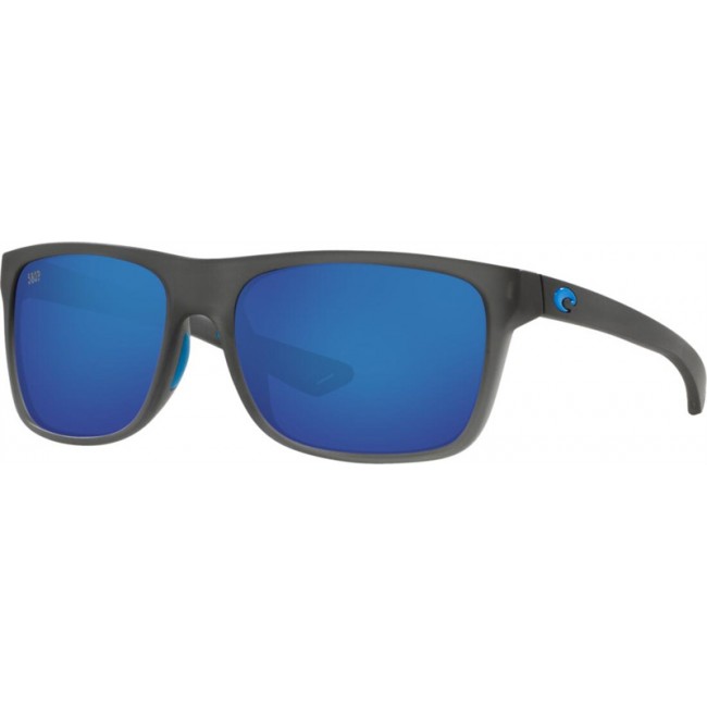 Costa Remora Sunglasses Matte Crystal Smoke Blue Logo Frame Blue Lens