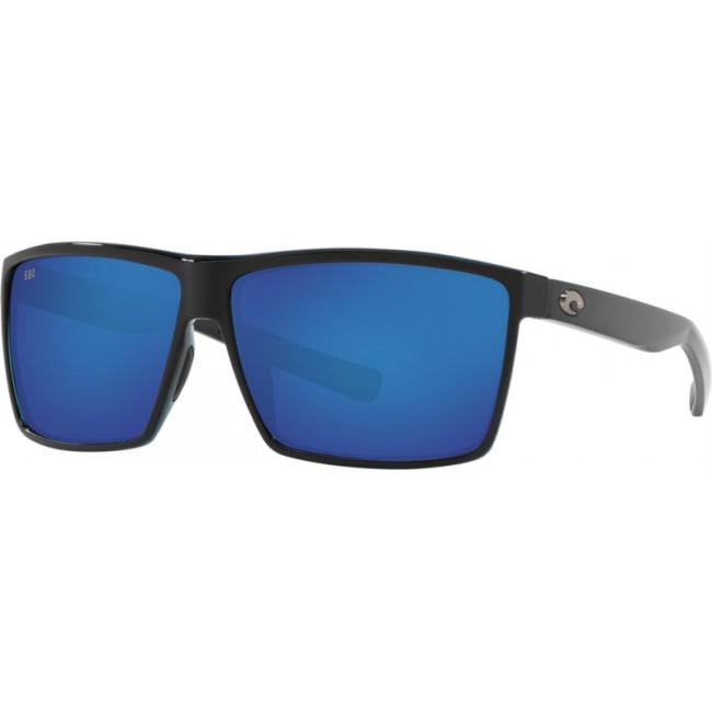 Costa Rincon Sunglasses Shiny Black Frame Blue Lens