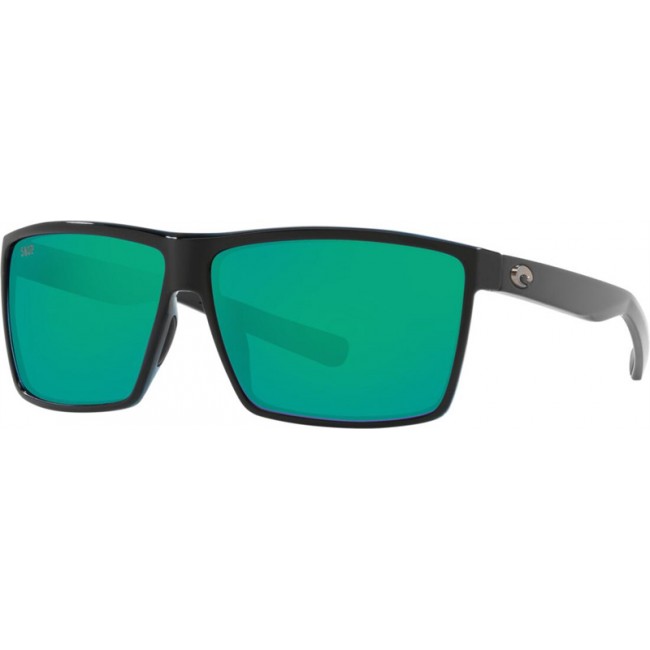 Costa Rincon Sunglasses Shiny Black Frame Green Lens