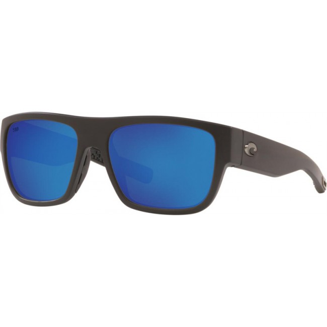 Costa Sampan Sunglasses Matte Black Frame Blue Lens