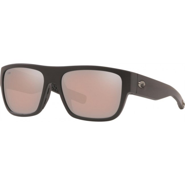 Costa Sampan Sunglasses Matte Black Frame Copper Silver Lens